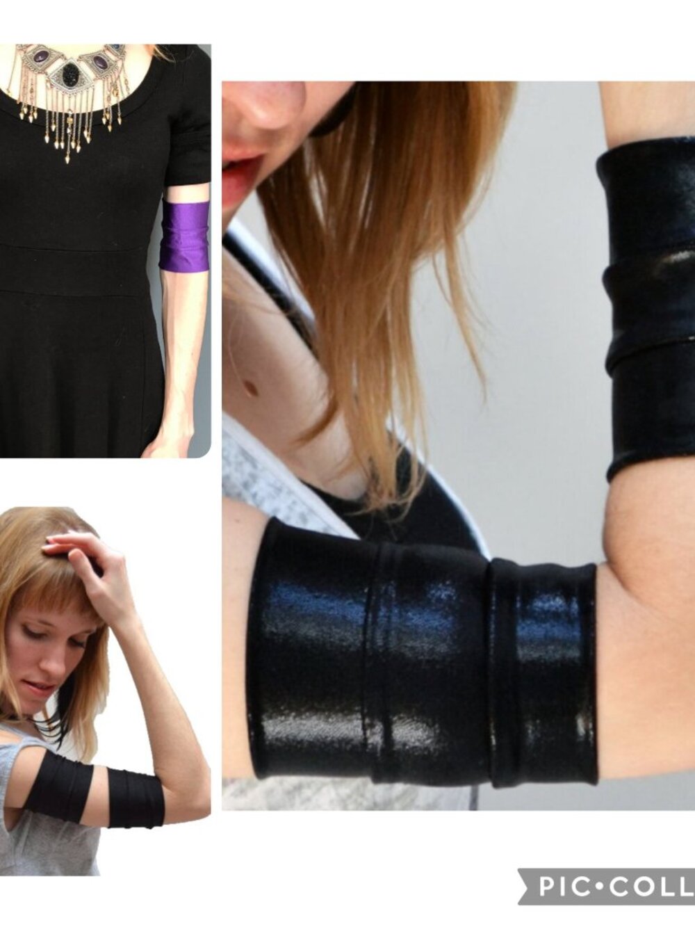 BUNDLE DEAL! 3 Handmade Arm Bands Black Purple Super Hero Costume Glitter Cuffs